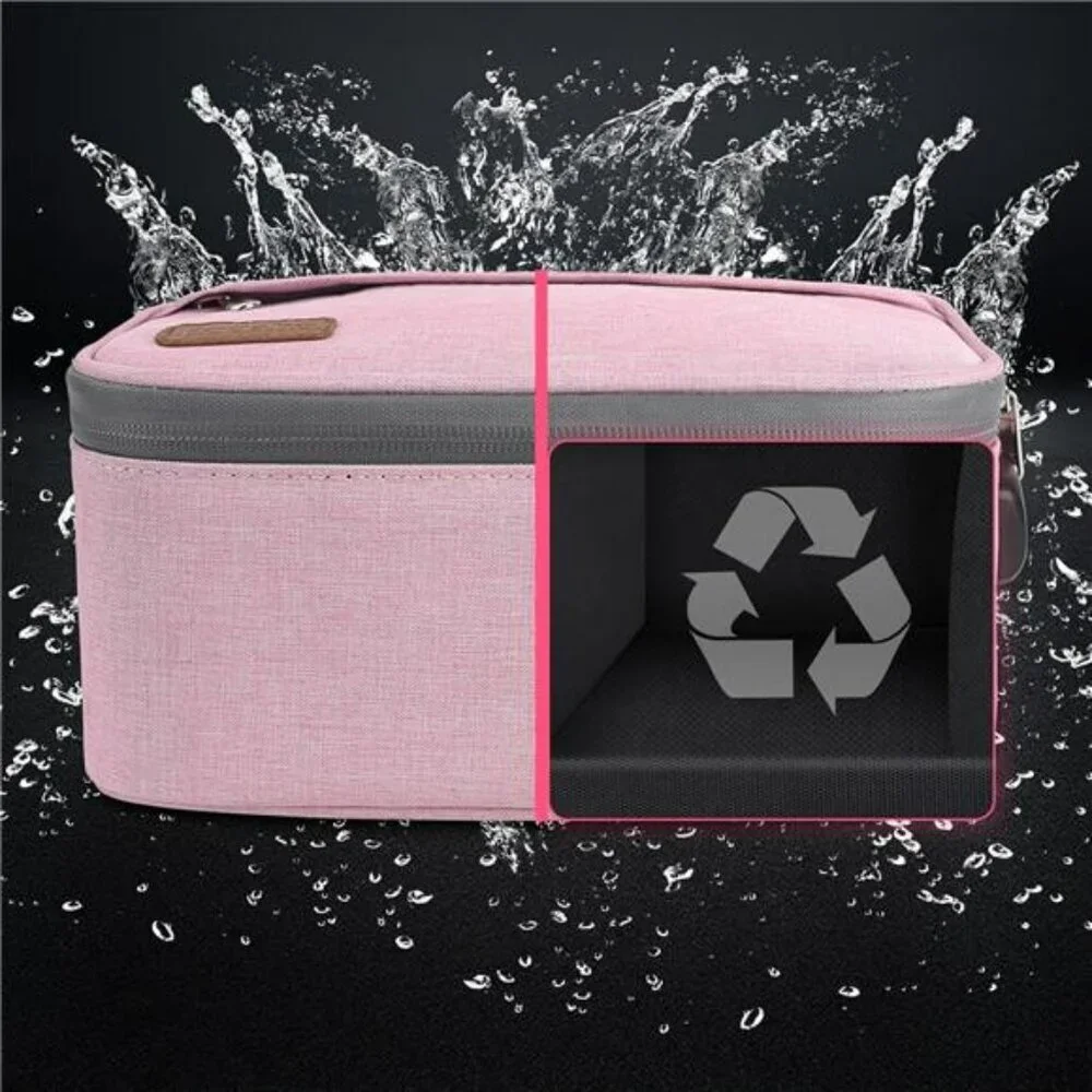 Pink lockable storage case with smell proof bag organizer set travel safe box